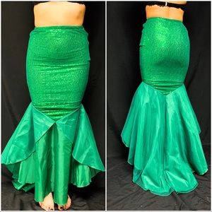 High Waist Sequin Mermaid Skirt Costume Train